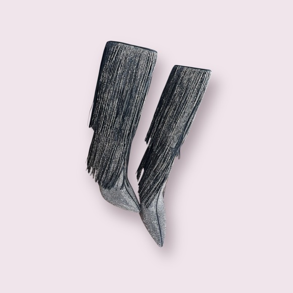 INC International Concept Ishani Black‎ Rhinestone Studded Fringe Boot Size 8M - Picture 14 of 14